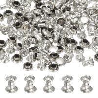 Strass-Knöpfe 5 mm, 70 Sets, für Lederprojekte, transparent Silber