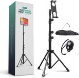 Serve Serve Tablet Standaard - Tripod Houder Statief voor Smartphone & Tablet - Incl. Draagtas & Bluetooth Remote - iPad Tablethouder Lessenaar Aluminium - Zwart