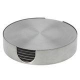 Bellatio Design Onderzetters - 6x - zilver - rvs - 10 cm - rond - schuimlaag