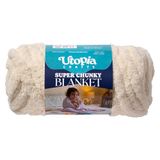 Utopia Crafts Super dik dekengaren 250 g, zacht chenillegaren voor armbreien - dik volumineus polyester jumbo-garen voor handgebreide dekens, haken, doe-het-zelf woondecoratie (crème)