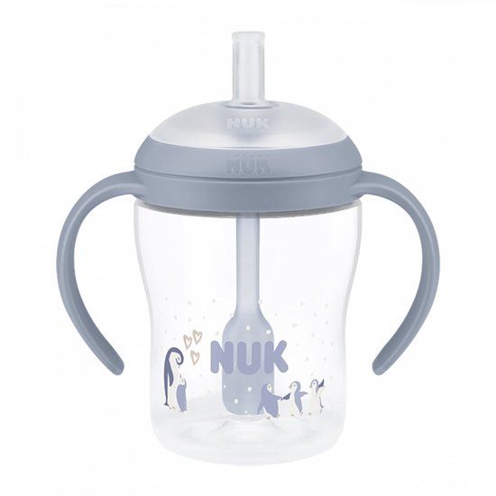 NUK Perfect Match oefenfles met rietje 150 ml grijs