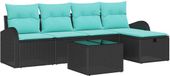 vidaXL Tuinbank - Set - 6 - st - Zwart - poly - rattan