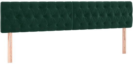 vidaXL Hoofdbord 200x7x78/88 cm Donkergroen Fluweel
