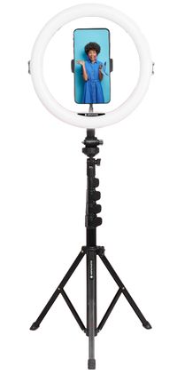 AgfaPhoto ARL11XL Kit vlog - Smartphone, anneau lumineux LED, trépied - Noir/Blanc