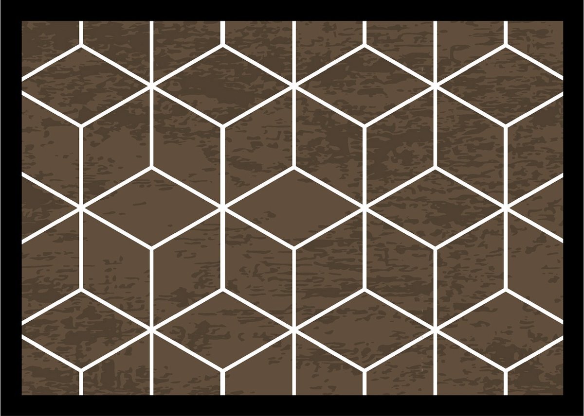 Vica International Deurmat Geometrisch 50x70 cm - Schoonloopmat - Bruin