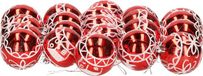 Gerimport Kerstballen - rood - gedecoreerd - kunststof - 24x stuks - 6 cm
