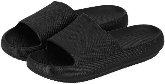 Morethansocks - Flops heren - Zwart - Maat 41 t/m 45 - Badslippers heren - Lichtgewicht - Slippers heren - Ergonomisch voetbed