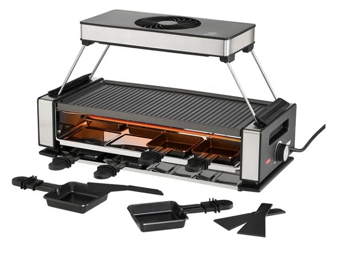 Unold Raclette Grill - 8 Personen - 1200W - Zwart/RVS