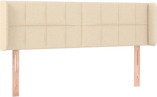 vidaXL Hoofdbord met randen 147x16x78/88 cm stof crèmekleurig
