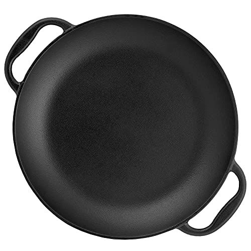 bbq-toro Traditionele Paella pan voor 6 personen, diameter 36 cm, gietijzeren grillpan met handgrepen, pre-seasoned, al ingebrand