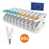LaundrySpecialist Wasknijpers soft grip - Wit/multicolor - 60 stuks
