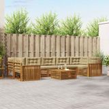 vidaXL - Hoek loungeset - Acacia hout - Natuurlijk en beige