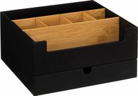 5five Make up organizer - zwart - 26 x 24 x 13 cm - bamboe hout