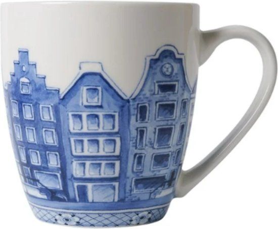 Koffiemok Delfts blauw Grachtenpanden