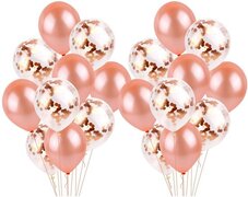 Luxore Ballonnen decoratie DELUXE 20 stuks Rose goud kleur Confetti Latex ballonnen Luxe uitvoering Verjaardagsfeestje Feest kinderfeestje party ballon versiering Sweet 16, 18, 21 bruiloft Abraham verjaardag Kinderfeest