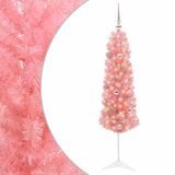 vidaXL Sapin de Noël artificiel étroit avec boules de Noël 150 cm 150 LED Blanc chaud