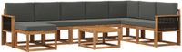 vidaXL - Hoek loungeset - 8 zitplekken - Natuurlijk en antraciet - Acacia hout
