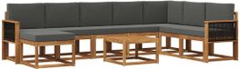 vidaXL - Ensemble de salon d'angle - 8 places assises - Naturel et anthracite - Acacia bois