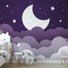 Rêve De Lune Nuages dans un ciel violet étoilé (papier peint photo pour enfants)