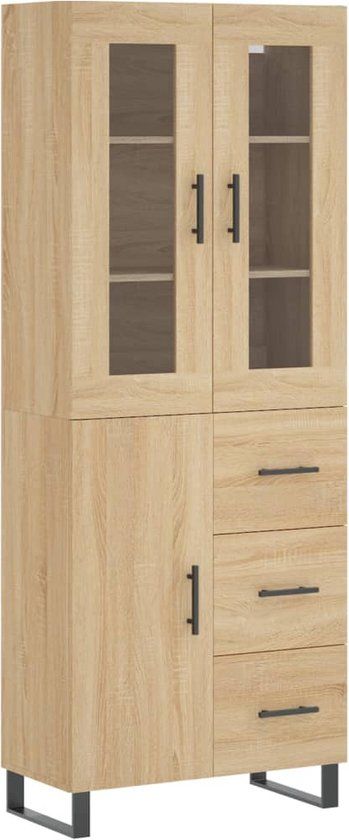 vidaXL Hoge kast 69,5x34x180 cm bewerkt hout sonoma eikenkleurig