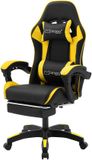 ML-Design Gaming stoel met voetsteun en armleuning zwart/geel, gemaakt van kunstleer