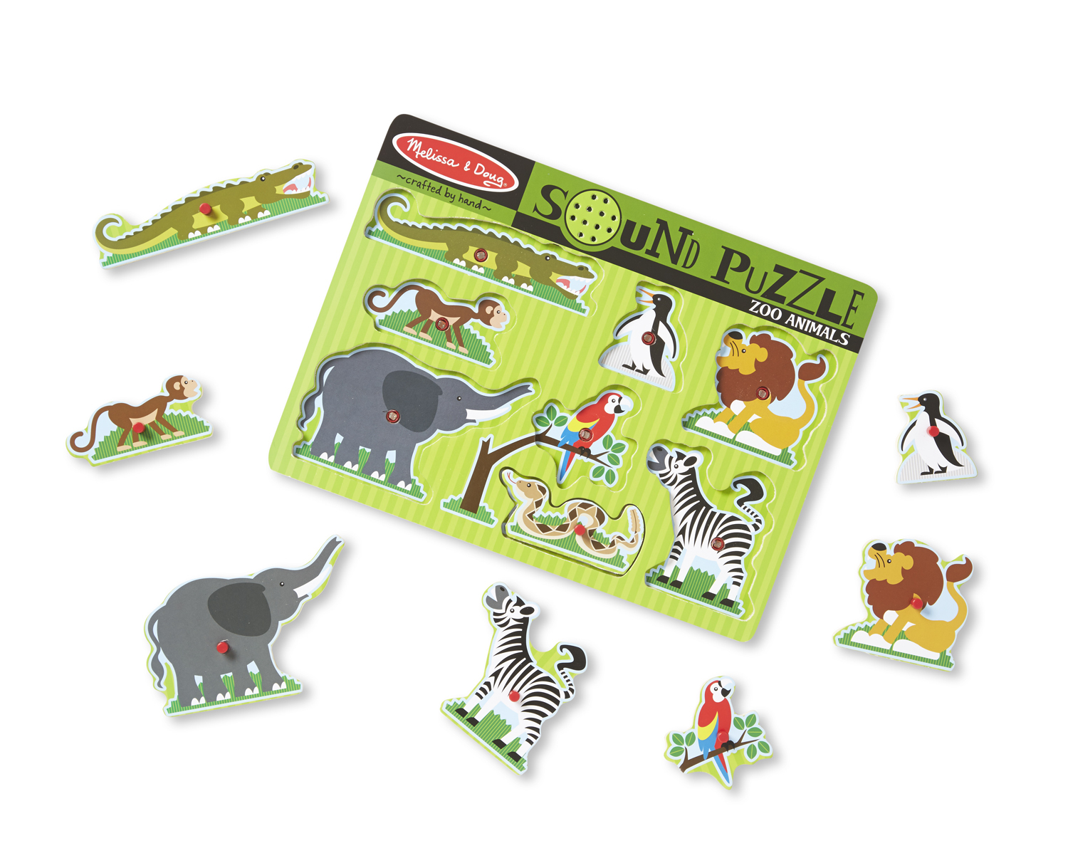 MELISSA & DOUG Houten Puzzel met Geluid Dierentuin Vriendjes