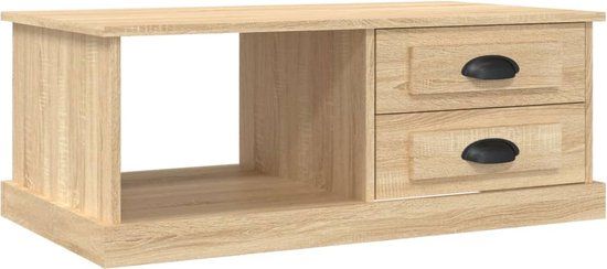 vidaXL Salontafel 90x50x35 cm Bewerkt Hout Sonoma Eikenkleurig