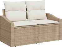 vidaXL Tuinbank Set met kussen 5-delig Beige Poly rattan