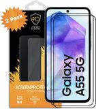 MobyDefend 2-Pack MobyDefend Screenprotectors - Geschikt voor Samsung Galaxy A55 - Screensavers Met Zwarte Randen - Gehard Glas
