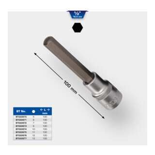 Brilliant Tools Brilliant Tools 1/2" inbusbitdop, 100 mm lang, 10 mm Aantal:1