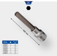 Brilliant Tools 1/2" Hex Bit Socket, 100mm Long, 10mm - 1 Piece