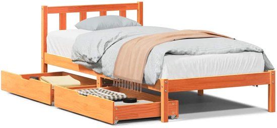 VidaXL Bedframe Wasbruin 100x200 cm Massief Grenenhout