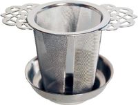 Merkloos / Sans marque Theefilter RVS - Theezeef losse thee voor kop of hele pot met houder en lekbakje