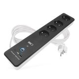 EMOS GoSmart 4-voudige stekkerdoos met wifi en app, 2 m, Smart Home WLAN-stekkerdoos, French met 2 USB-poorten (USB-C, USB-A), schakelaar, wattmeter en timer, compatibel met Alexa, Google Assistant