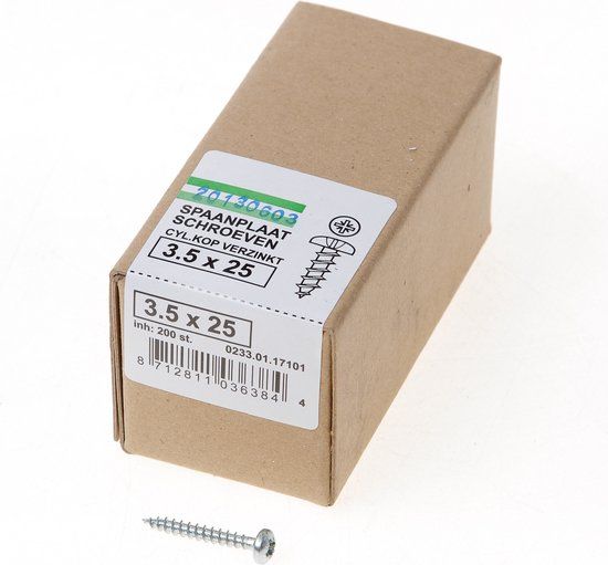 Hoenderdaal Fasteners Hoenderdaal Spaanplaatschroef Vz Ck PZ2 3.5X25 | 200 stuks