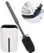 Sans marque Brosse WC avec support - Tête de brosse en silicone - Hygiénique propre - Pour salle de bain et toilettes - Noir