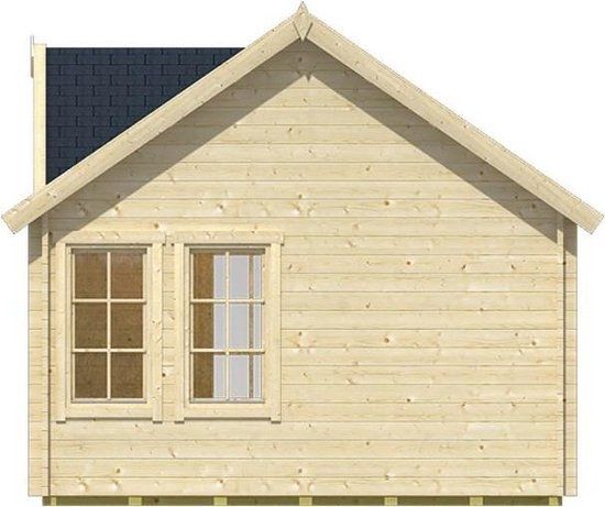 Merkloos Blokhut - Tuinhuis - Home Office 70mm Big Ben met overkapping (incl. dakshingles recht)