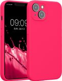 kwmobile telefoonhoesje geschikt voor Apple iPhone 14 - TPU backcover met siliconen coating - Smartphone case in neon roze