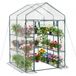 StarTech Kas - Foliekas - Tomatenkas - 137 x 137 x 196 cm - PVC-afdekking - 10 planken - 2 niveaus - Opklapbare deur met rits - Voor buitengebruik