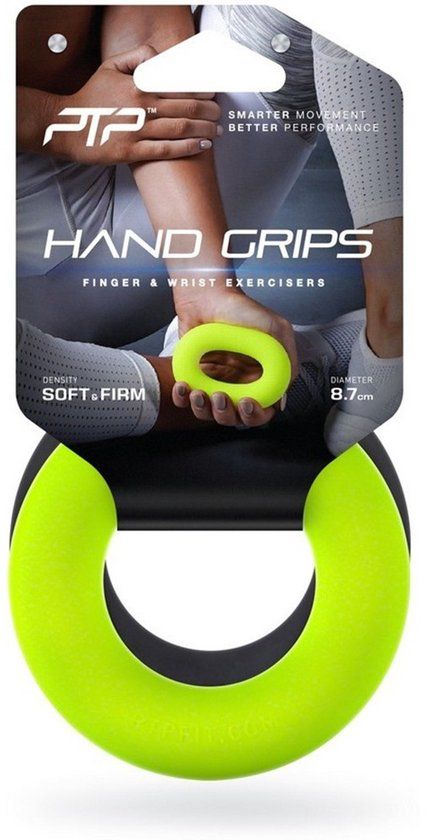 PTP Hand Grip Loops - Handkracht trainen - 2 Weerstandsniveau's - Grijpkracht versterken - Trainer voor hand, vingers, pols - Black/Lime