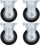 vidaXL - 12 stuks vaste wielen - 100 mm - Rubber/Staal - Zwart