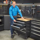 Datona Gereedschapswagen 5 laden met houten werkblad - Zwart