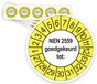 Merkloos / Sans marque Ricard Keuringsstickers NEN 2559 Goedgekeurd tot 2027 | 50 stuks, Ø 35 mm | Buiten Geel