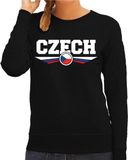 Bellatio Decorations Tsjechie / Czech landen sweater met Tsjechische vlag - zwart dames - landen trui / kleding - EK / WK / Olympische spelen outfit M