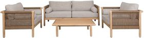 Dutchbone Oasis Tuinset Bank, Salontafel + 2x Fauteuil/ Loungestoel - Beige