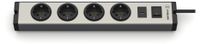 EHMANN 0601x0g052031 multilader stekkerdoos, aluminium, 4-voudig + 1x USB-C 18W, 1,5 m voedingskabel