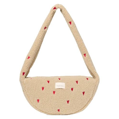 Studio Noos crossbody tas Teddy Hearts Mini ecru