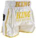 King Pro Boxing Short Muay Thai Kickboks KPB 08/3 – Short de combat premium - Blanc/Or - Taille XL