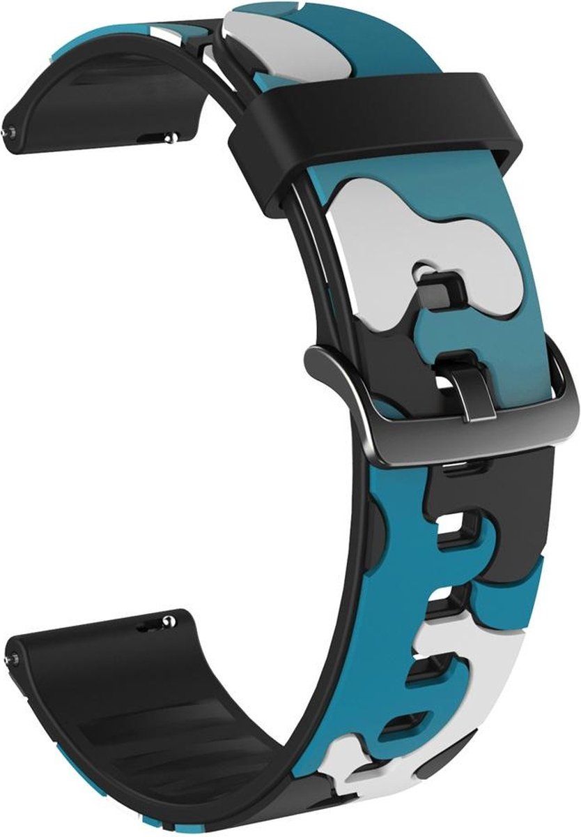 Strap-it Smartwatch bandje 20mm - camouflage blauw/wit - geschikt voor Samsung Galaxy Watch, Amazfit Bip, GTS