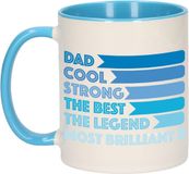 Bellatio Decorations Mok voor papa - Beste papa - Blauw - Keramiek - 300 ml